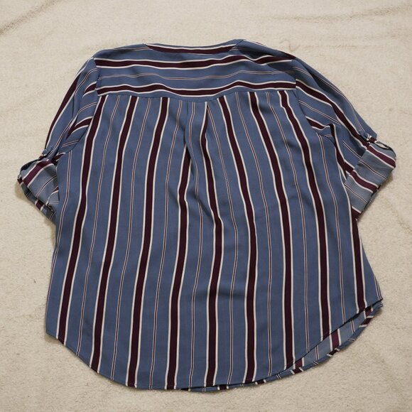 NWT Torrid Harper Blue Burgundy Striped Pullover Blouse 1X Plus Size Workwear - Picture 4 of 7